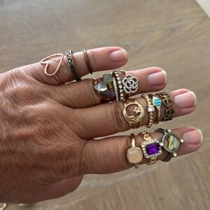 Jewelry Bundle Silver Ring Belt Dice Earrings Ring LOT Moon Stars Gems Stacks